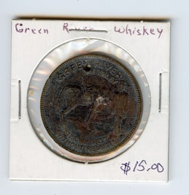 GREEN RIVER WHISKEY coin medal medallion token lucky old antique