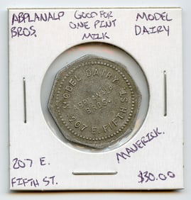 Abplanalp Bros. Good for One Pint Milk Maverick Model Dairy RARE!