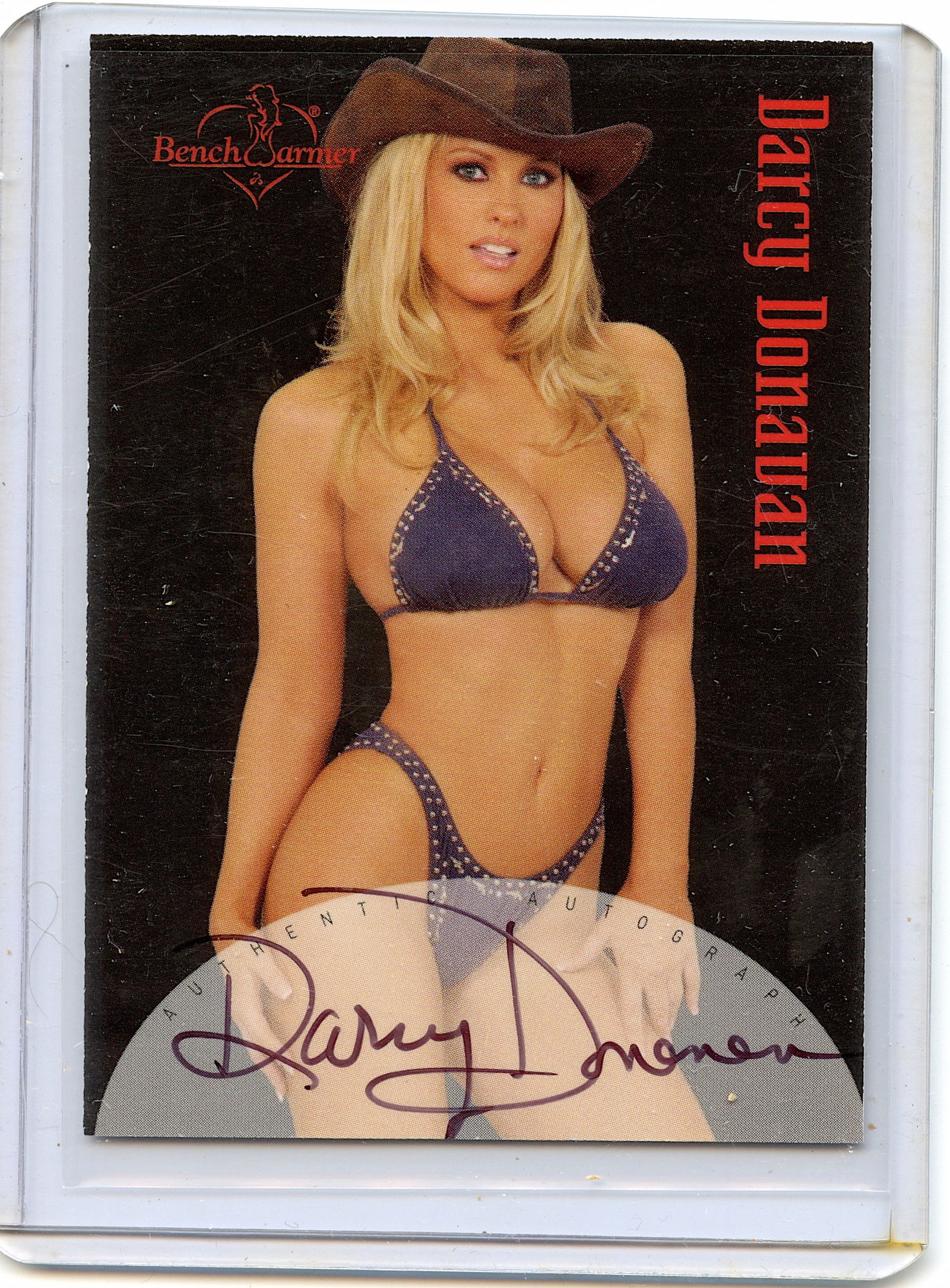Vintage Tradecard Pin Up Model DARCY DONAVAN Signed Bench Warmer: This lot is coming from the estate of a photographer collector in LA. We have included a quality scan to show it's actual condition. This lot is located in Boca Raton, Fl and its shipment will be made