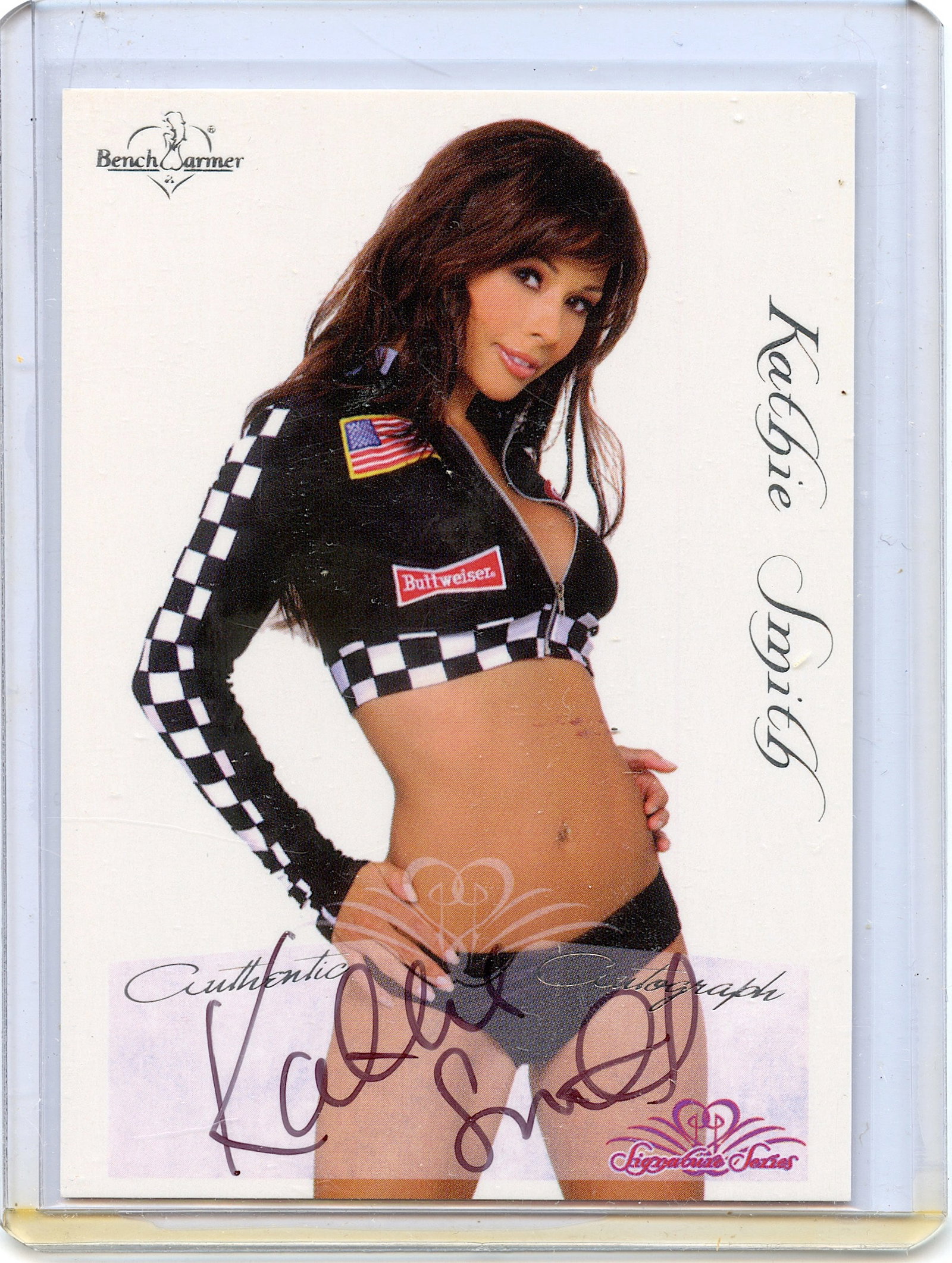 Vintage Tradecard Pin Up Model KATHIE SMITH Signed Bench Warmer: This lot is coming from the estate of a photographer collector in LA. We have included a quality scan to show it's actual condition. This lot is located in Boca Raton, Fl and its shipment will be made