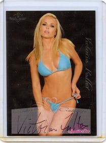 Vintage Tradecard Pin Up Model  VICTORIA FULLER Signed Bench Warmer