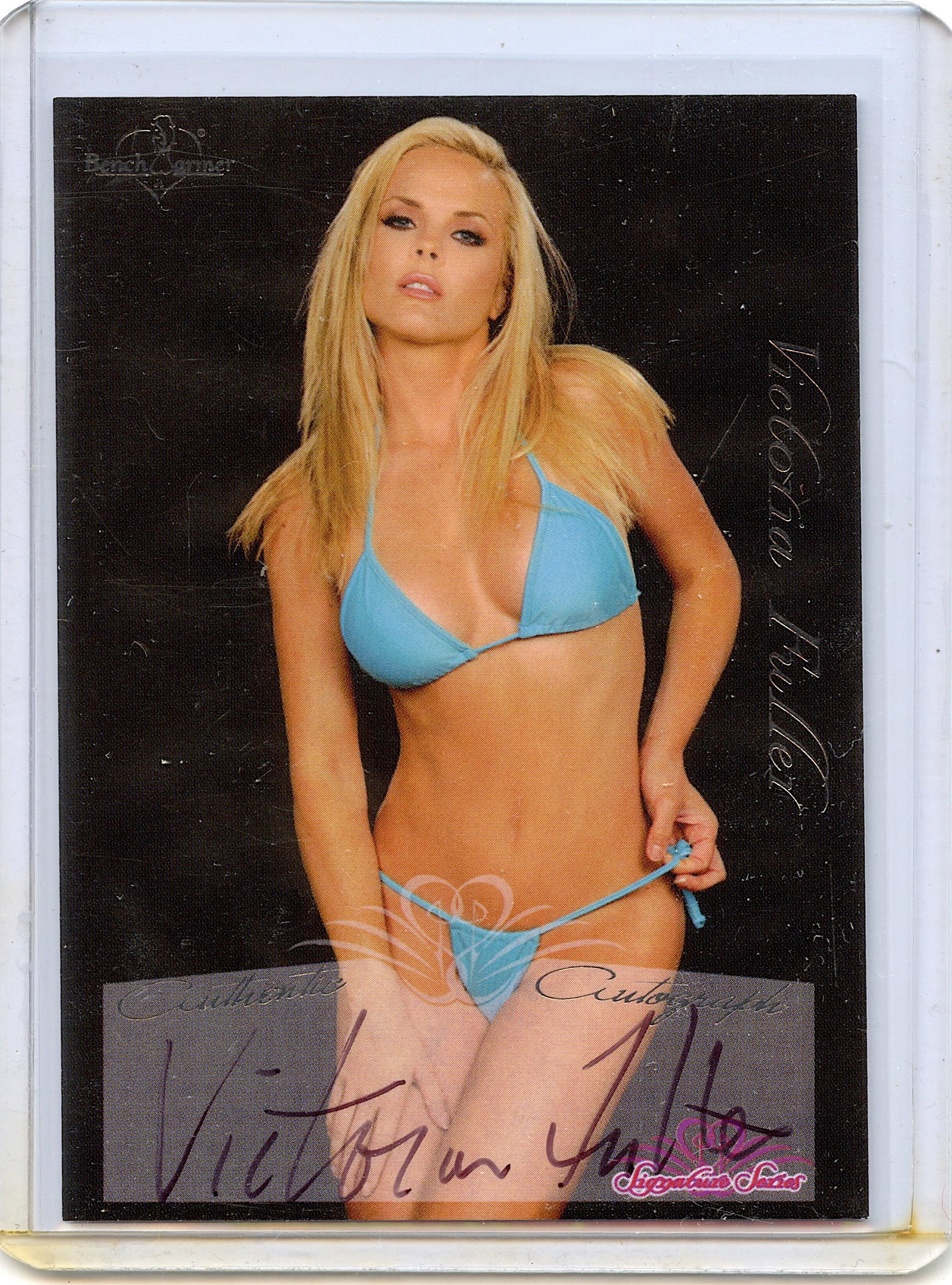 Vintage Tradecard Pin Up Model VICTORIA FULLER Signed Bench Warmer: This lot is coming from the estate of a photographer collector in LA. We have included a quality scan to show it's actual condition. This lot is located in Boca Raton, Fl and its shipment will be made
