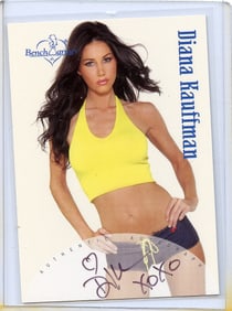 Vintage Tradecard Pin Up Model DIANA KAUFFMAN Signed Bench Warmer