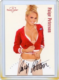 Vintage Tradecard Pin Up Model PAGE PETERSON Signed Bench Warmer