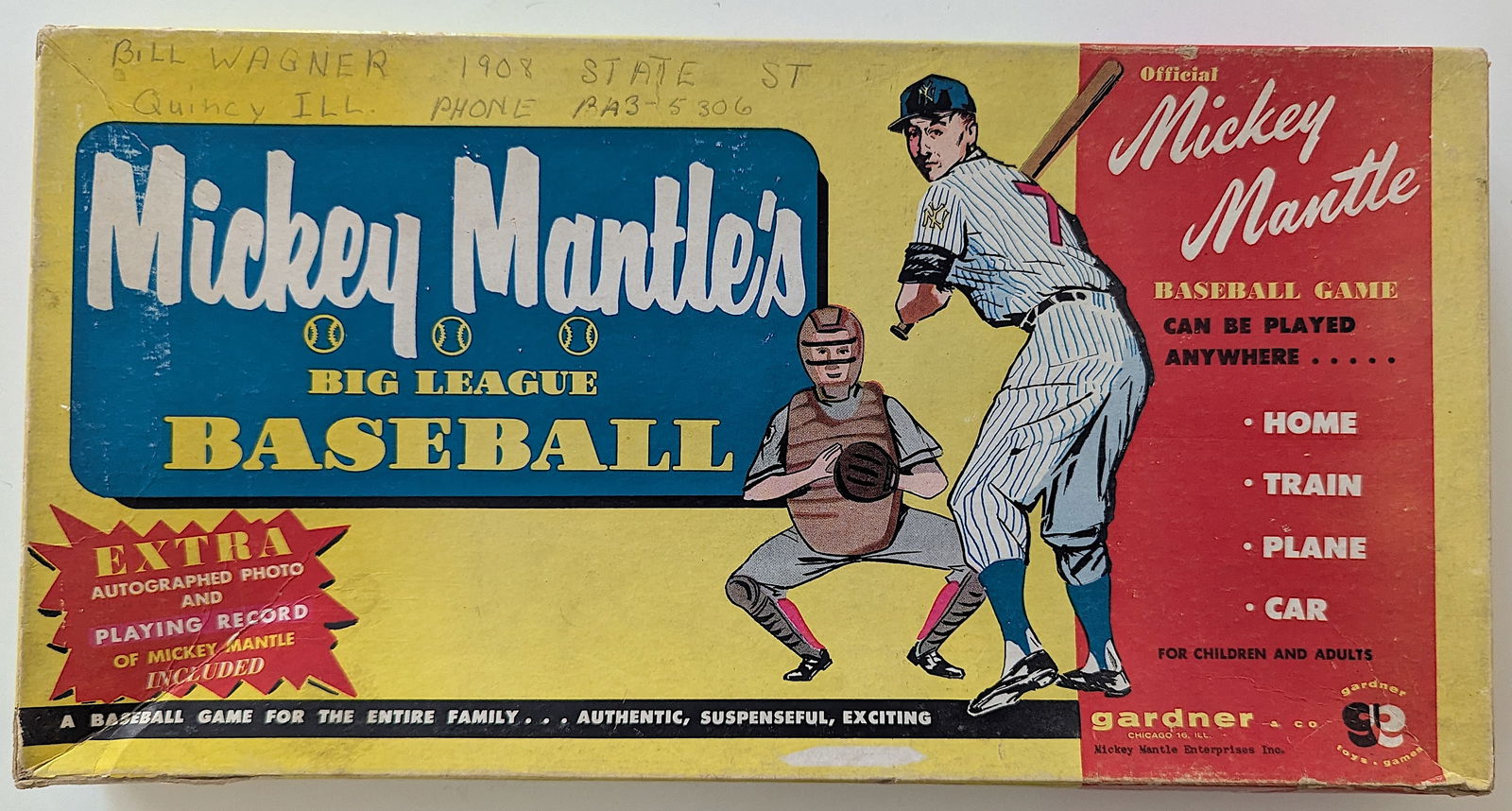 1957 Mickey Mantle's Big League Baseball Gardner Board Game No. 7 w/ Photo (1 of 3)