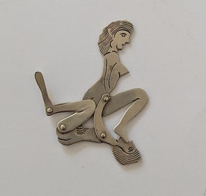 Vintage Man Woman Erotic Mechanical Metal Approx. 2.5" x 3"