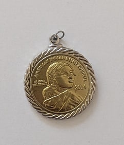 American Indian Relief Council Coin Pendant Necklace 2015 Mohawk  Workers