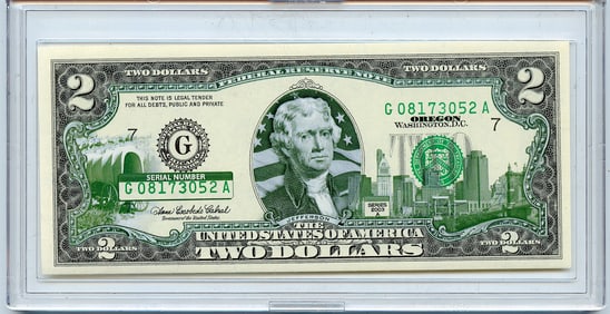 2003 Series A 2 Dollar Bill State of OREGON