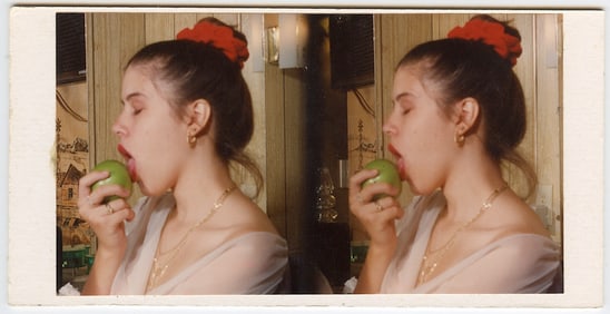 Vintage Stereoriginal 3-D By Rivera Woman with Apple