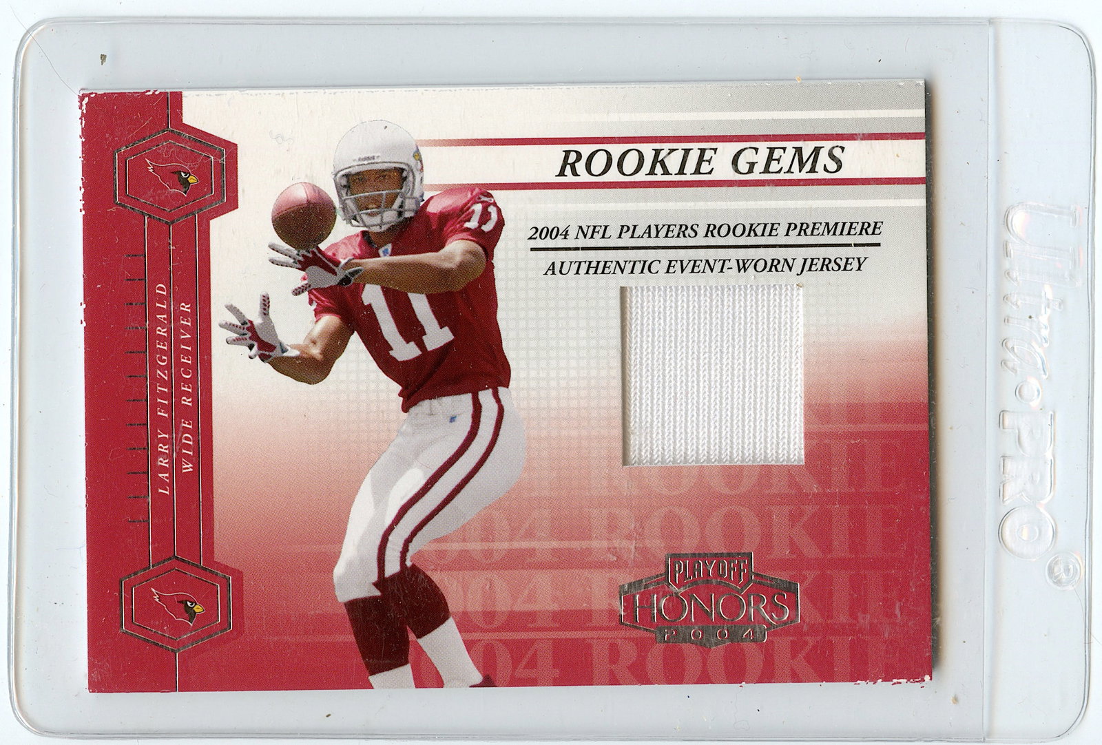 2004 Donruss LARRY FITZGERALD Piece of Jersey 308/750: This lot is coming from the estate of a collector in PBC. We have included a quality scan to show it's actual condition. This lot is located in Boca Raton, Fl and its shipment will be made directly by