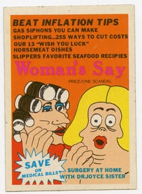 Vintage 1974 CRAZY MAGAZINE COVERS: Woman's Say / Fleer Sticker Card