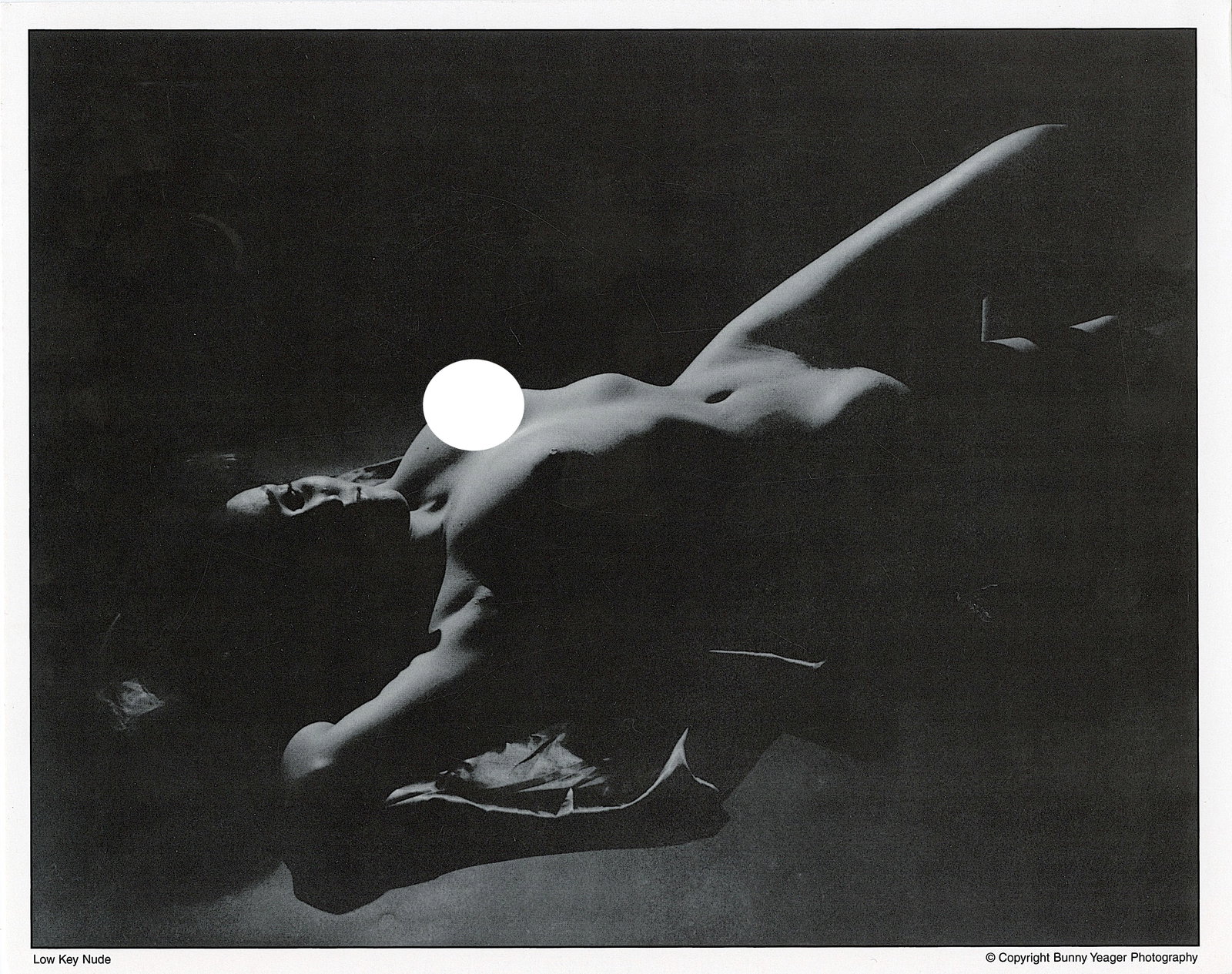 BUNNY YEAGER Vintage Pin Up Litho LOW KEY NUDE: This lot is coming from Bunny Yeager's estate/archives. Linnea Eleanor "Bunny" Yeager (March 13, 1929 - May 24, 2014) was an American photographer and pin-up model. She met Bettie Page in 1954, and to