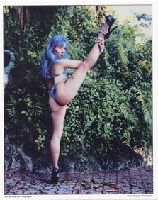 BUNNY YEAGER Vintage Pin Up Litho  Model GIRL BLUE HAIR