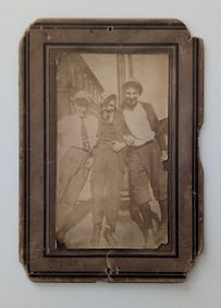 Vintage Cabinet Photo with 3 Men in Street 6" x 4"