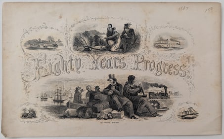 Antique Print Eighty Years Progress of British North America, 1869