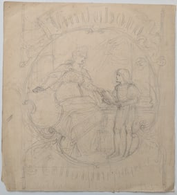 Vintage Free Drawing in Pencil Related  to Columbus 10.5" x 9.5" Signed?