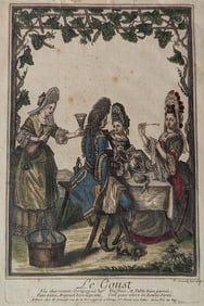 Antique Colored Engraving "Le Goust" by NICOLAS ARNOULT, 1690