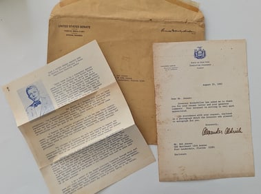 Vintage Letter Signed by Alexander Aldrich Related Governor ROCKEFELLER