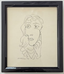 Vintage Lithograph Portrait of a Woman Afterr PICASSO Dated 13.6.38
