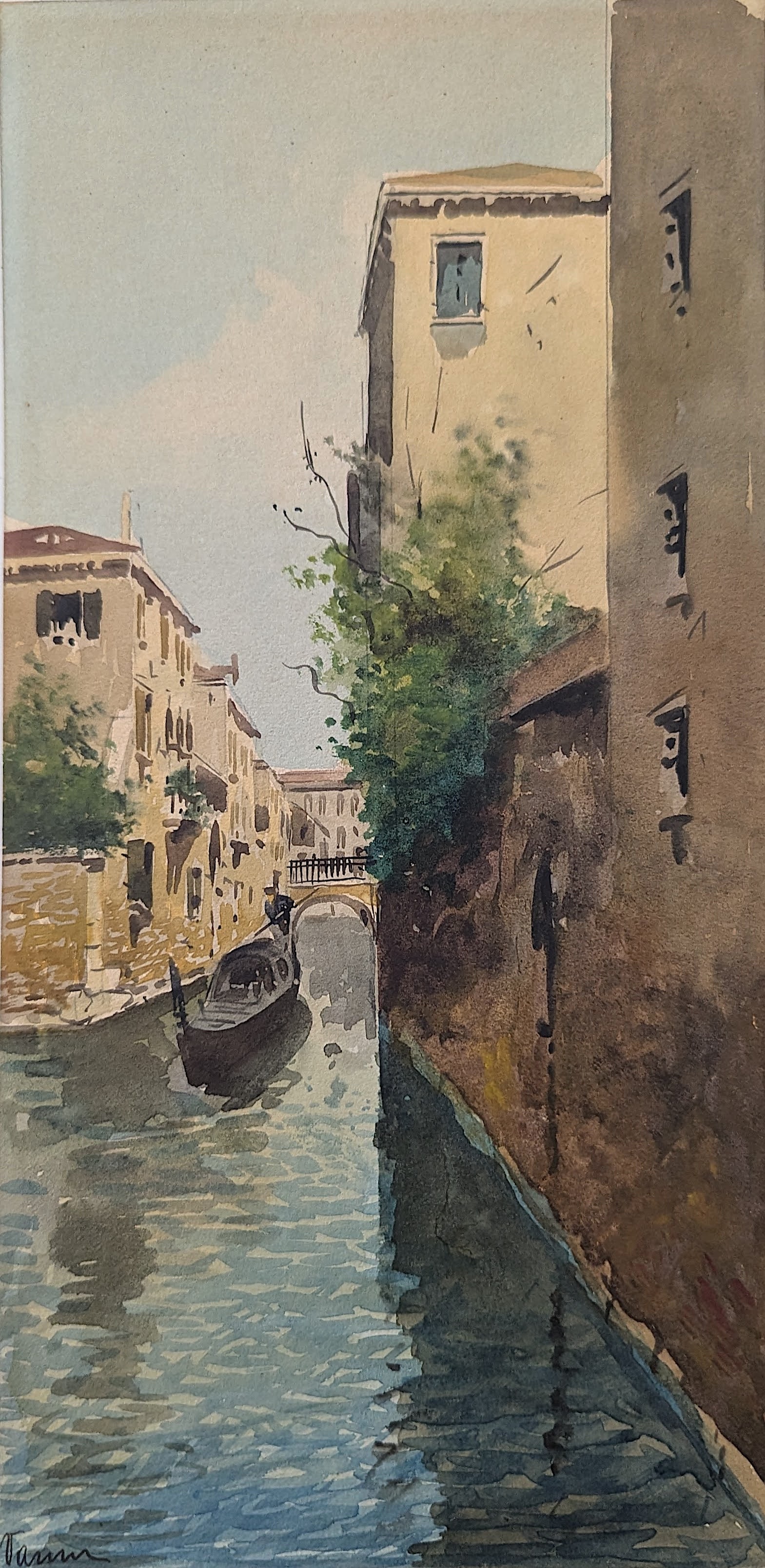Antique Original Venice Italian Watercolor Painting Signed: The provenance of this lot is from a quality collector PBC. Please see all the included images to read all related information.The original wooden frame dimensions are Approx. 14" x 18". We have inclu