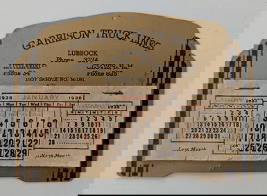 Vintage 1938 Advertising Calendar Holder 4.5" x 6"