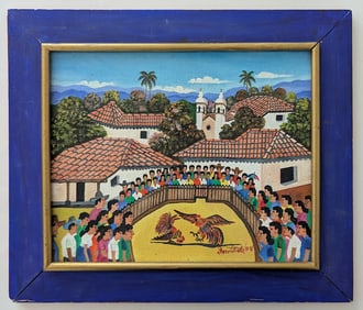 Original Latinoamerican Primitivism Oil on Canvas FLORENTINO/88
