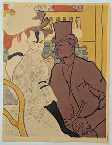 Vintage Lithogrph HENRI DE TOULOUSE LAUTREC English at the Mouin Rouge