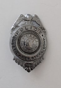 Vintage Great Lakes Steel Police Badge - State of Michigan