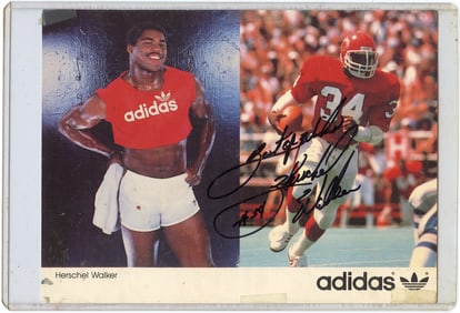 Original Adidas Card Hand Signed by HERSCHEL WALKER Football