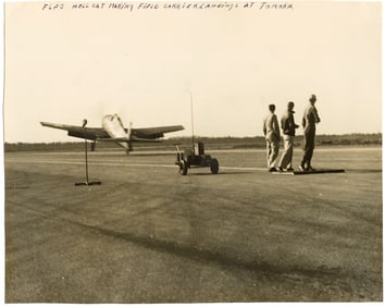 Original Vintage Photo 1945 Aircraft Landing At Tomoka Daytona , FL 7" x 9"