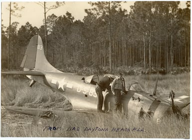 Vintage Photo 1945 Aircraft Landing At Tomoka Daytona , FL 5.75" x 7.75"