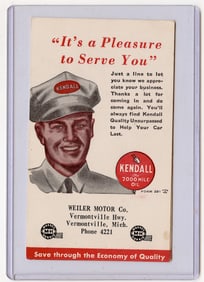 c1940s Kendall Motor Oil ad pc - Burton Motor Co Shenandoah Iowa