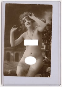 Antique Early 20th C. Original French Female Nude Photograph by STL