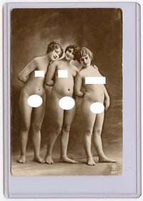 Antique Early 20th C. Original French Female Nude Photograph by STL