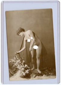 Antique Early 20th C. Original French Female Nude Photograph by STL