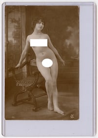 Antique Early 20th C. Original French Female Nude Photograph by STL
