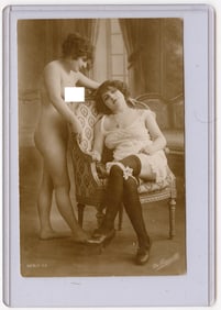 Antique Early 20th C. Original French Female Nude Photograph by STL