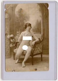 Antique Early 20th C. Original French Female Nude Photograph by STL