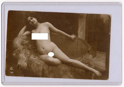 Antique Early 20th C. Original French Female Nude Photograph by STL
