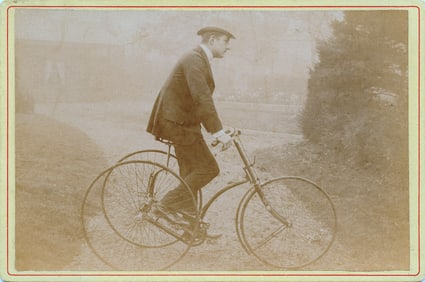 Antique Original Photo-Card Gentleman on His Tricycle