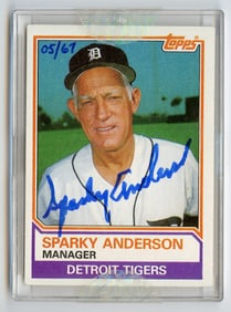 Sparky Anderson Signed Baseball Card (Detroit Tigers) 1983 Topps #666