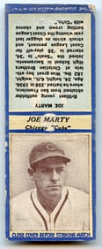 1937 DIAMOND MATCHBOOK Joe Marty CHICAGO CUBS
