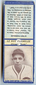 1937 DIAMOND MATCHBOOK Le Roy Parmelee CHICAGO CUBS