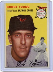 Vintage 1954 Baseball Card TOPPS #8 BOBBY YOUNG Second Base Baltimore Orioles