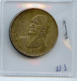 1950 MEXICO $1 Peso Morelos Silver Coin