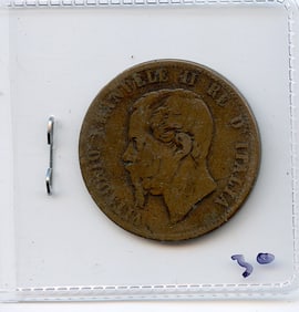 1862 Italy Ten Centesimi Vintage Vittorio Emanuele II