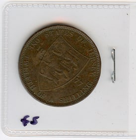 1888 H JERSEY under UK Queen Victoria & Shield ANTIQUE 1/12 Shilling Coin
