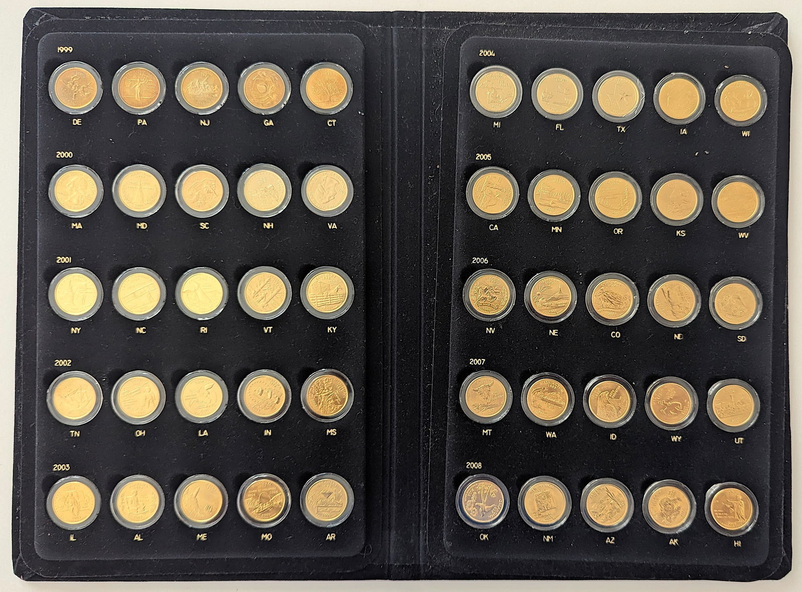 America’s New State Quarters Gold Plated Collection Set Album 1999-2008 (1 of 8)