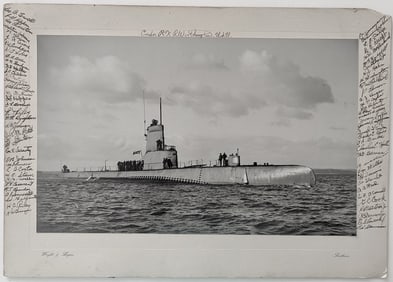 Original Museal Cabinet Photo USS TUSK (SS-426) Autographed by Crew