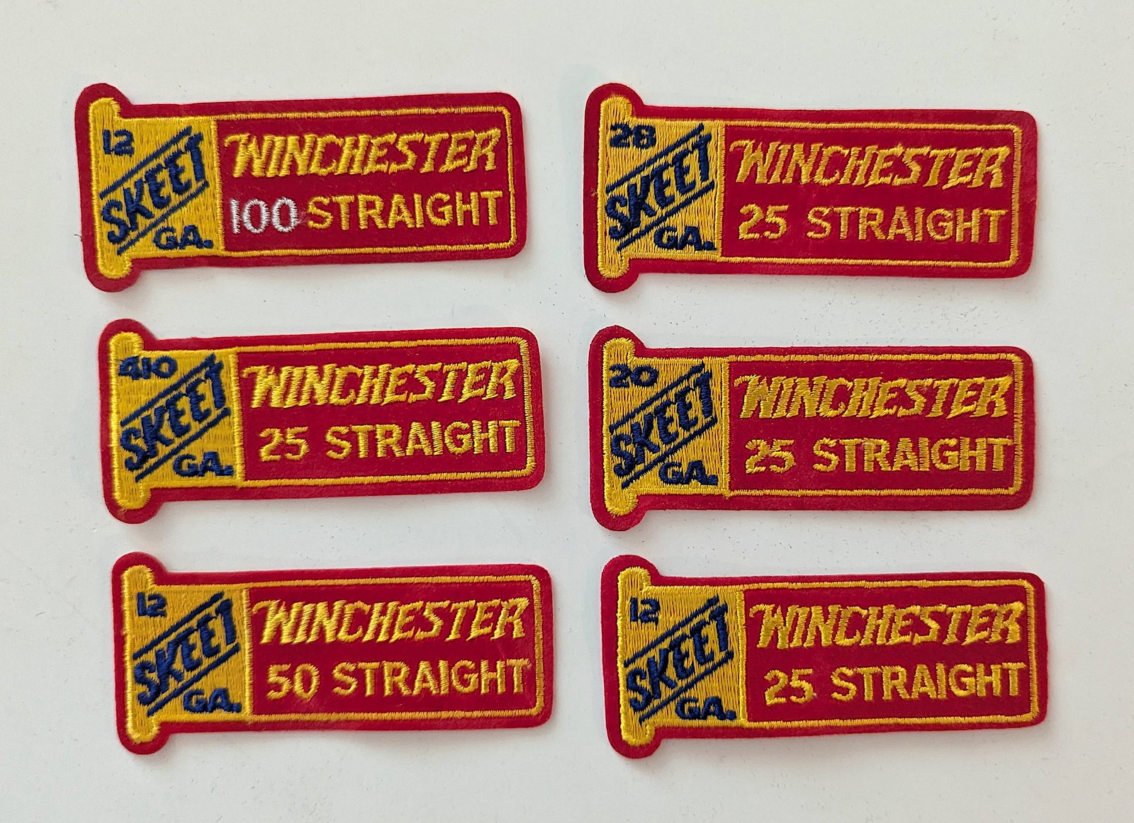 Vintage Set 6 Patches WINCHESTER Skeet, GA: This lot is coming from the estate of a photographer in LA. We have included a quality scan to show it's actual condition. This lot is located in Boca Raton, Fl and its shipment will be made directly 